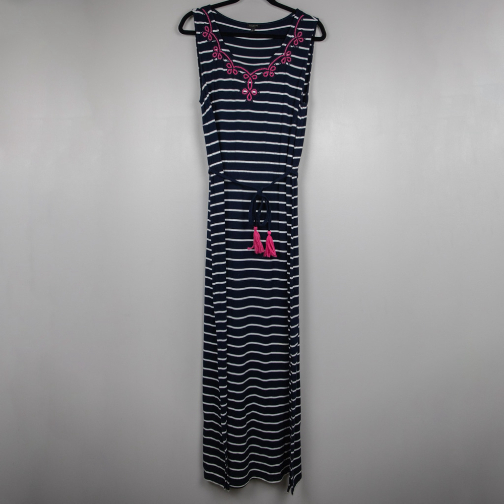 Talbots blue and white stripe maxi dress-L